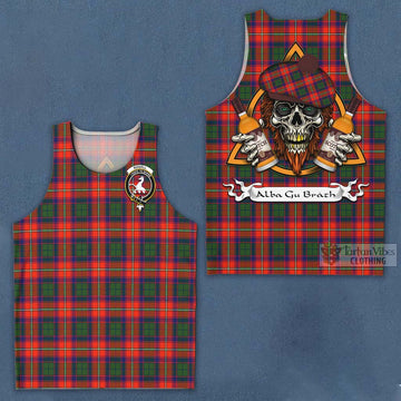 Tartan Vibes Clothing Riddell Tartan Men's Tank Top with Family Crest and Bearded Skull Holding Bottles of Whiskey