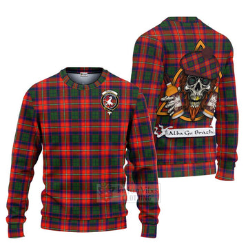 Tartan Vibes Clothing Riddell Tartan Knitted Sweater with Family Crest and Bearded Skull Holding Bottles of Whiskey