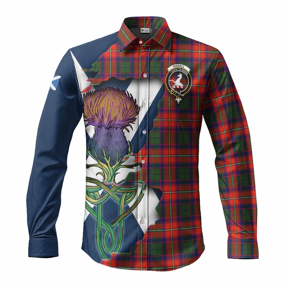Tartan Vibes Clothing Riddell Tartan Family Crest Long Sleeve Button Shirt Scottish Thistle Celtic Inspired