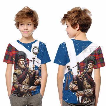 Tartan Vibes Clothing Riddell Tartan Kid T-Shirt with Family Crest Scottish Bagpiper Vibes