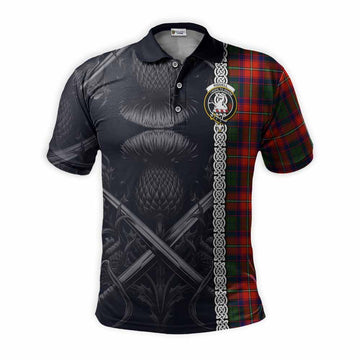 Tartan Vibes Clothing Riddell Tartan Polo Shirt with Family Crest Cross Sword Thistle Celtic Vibes