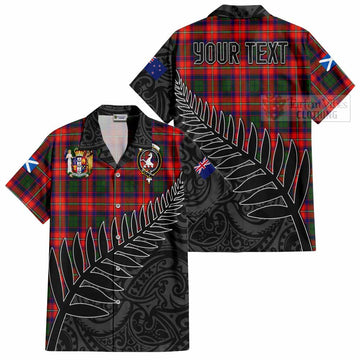 Tartan Vibes Clothing Riddell Crest Tartan Short Sleeve Button Shirt with New Zealand Silver Fern Half Style