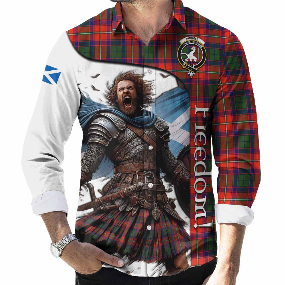 Tartan Vibes Clothing Riddell Crest Tartan Long Sleeve Button Shirt Inspired by the Freedom of Scottish Warrior
