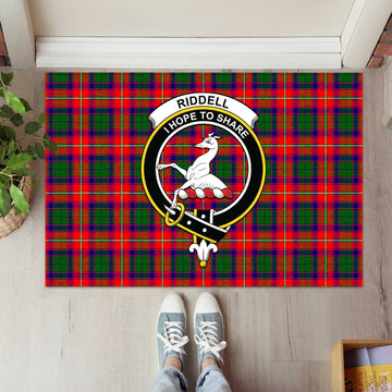 Riddell Tartan Rubber Doormat with Family Crest