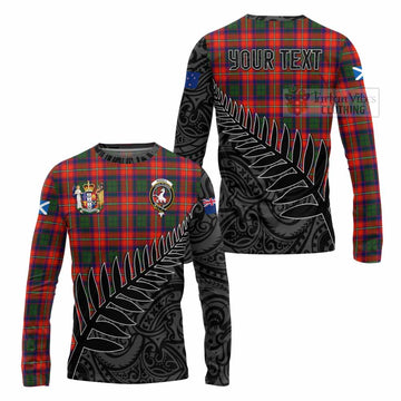 Tartan Vibes Clothing Riddell Crest Tartan Long Sleeve T-Shirt with New Zealand Silver Fern Half Style