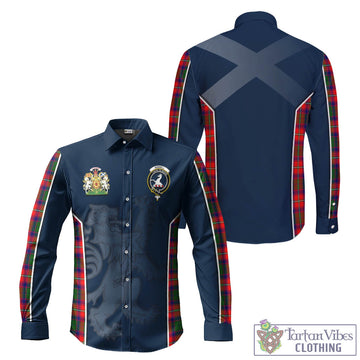 Riddell Tartan Long Sleeve Button Up Shirt with Family Crest and Lion Rampant Vibes Sport Style