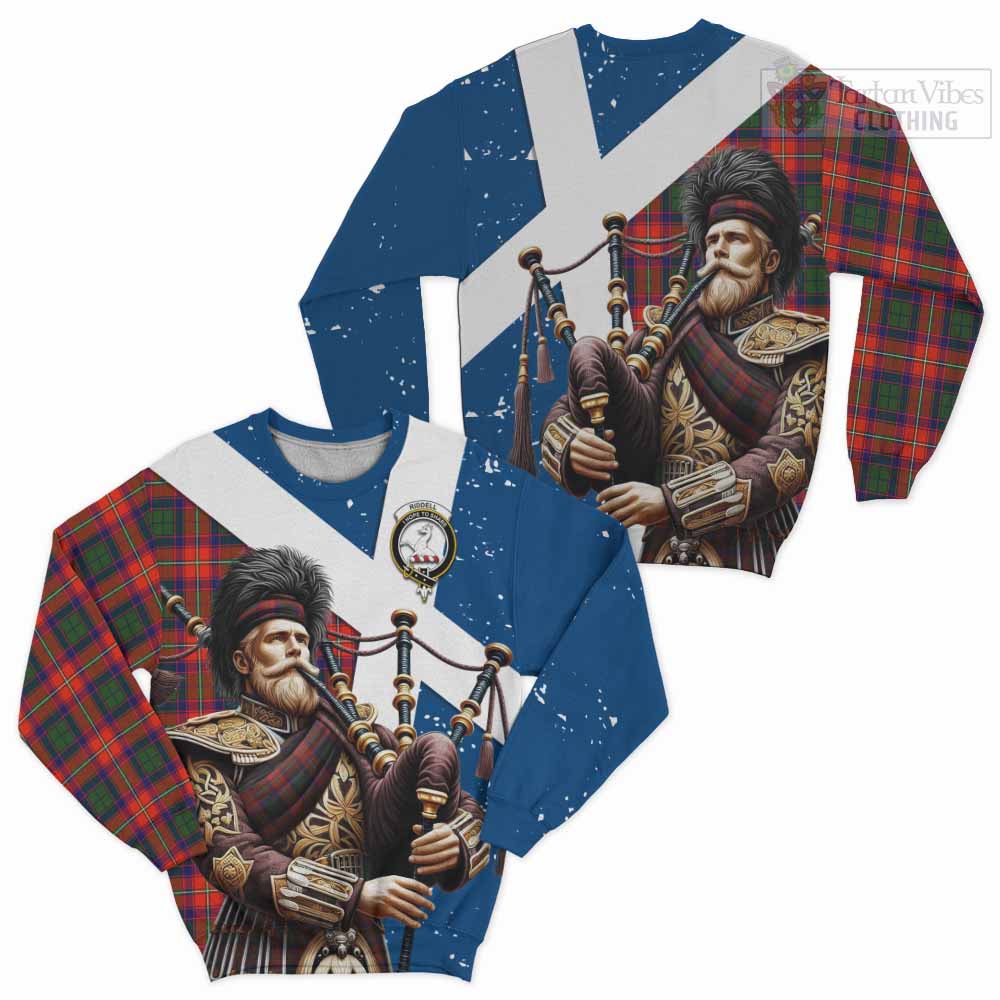 Tartan Vibes Clothing Riddell Tartan Sweatshirt with Family Crest Scottish Bagpiper Vibes