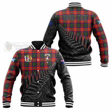 Tartan Vibes Clothing Riddell Crest Tartan Baseball Jacket with New Zealand Silver Fern Half Style