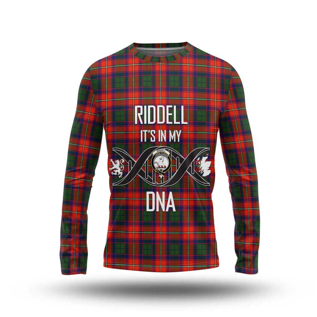 Riddell Tartan Long Sleeve T-Shirt with Family Crest DNA In Me Style Unisex - Tartanvibesclothing Shop