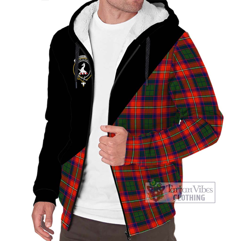 Riddell Tartan Sherpa Hoodie with Family Crest and Military Logo Style Unisex S - Tartanvibesclothing Shop