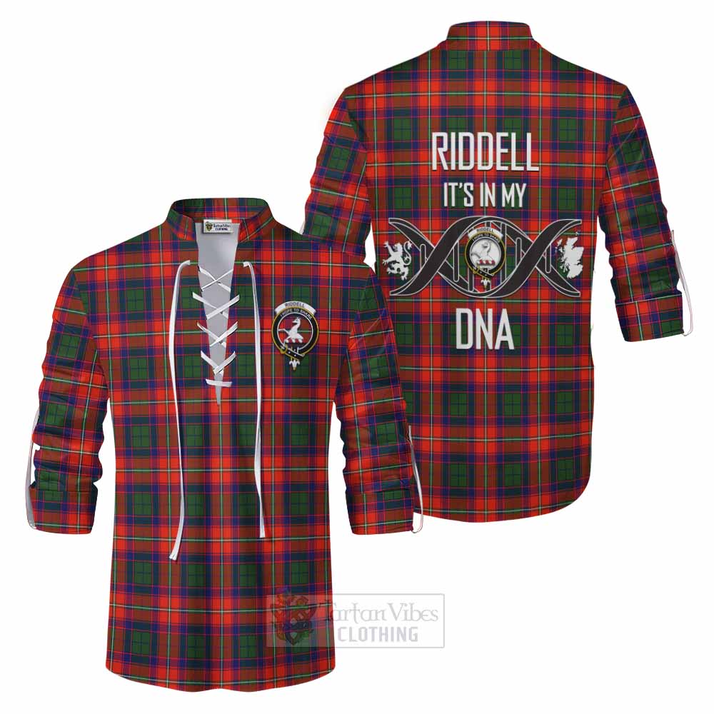 Tartan Vibes Clothing Riddell Tartan Ghillie Kilt Shirt with Family Crest DNA In Me Style