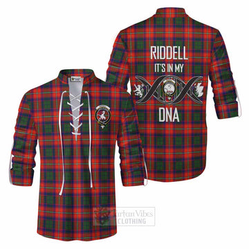 Tartan Vibes Clothing Riddell Tartan Ghillie Kilt Shirt with Family Crest DNA In Me Style