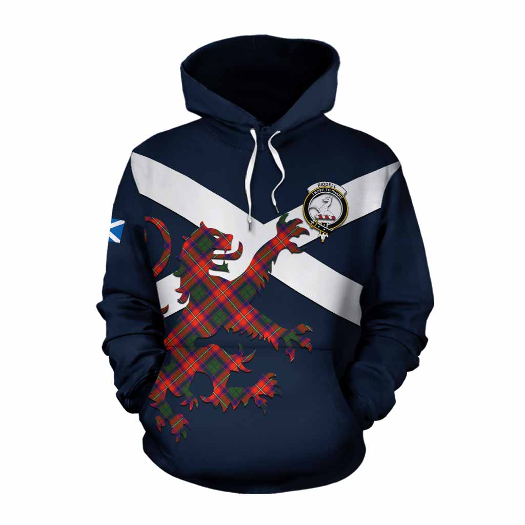 Tartan Vibes Clothing Riddell Tartan Lion Rampant Cotton Hoodie Proudly Display Your Heritage with Alba Gu Brath and Clan Name