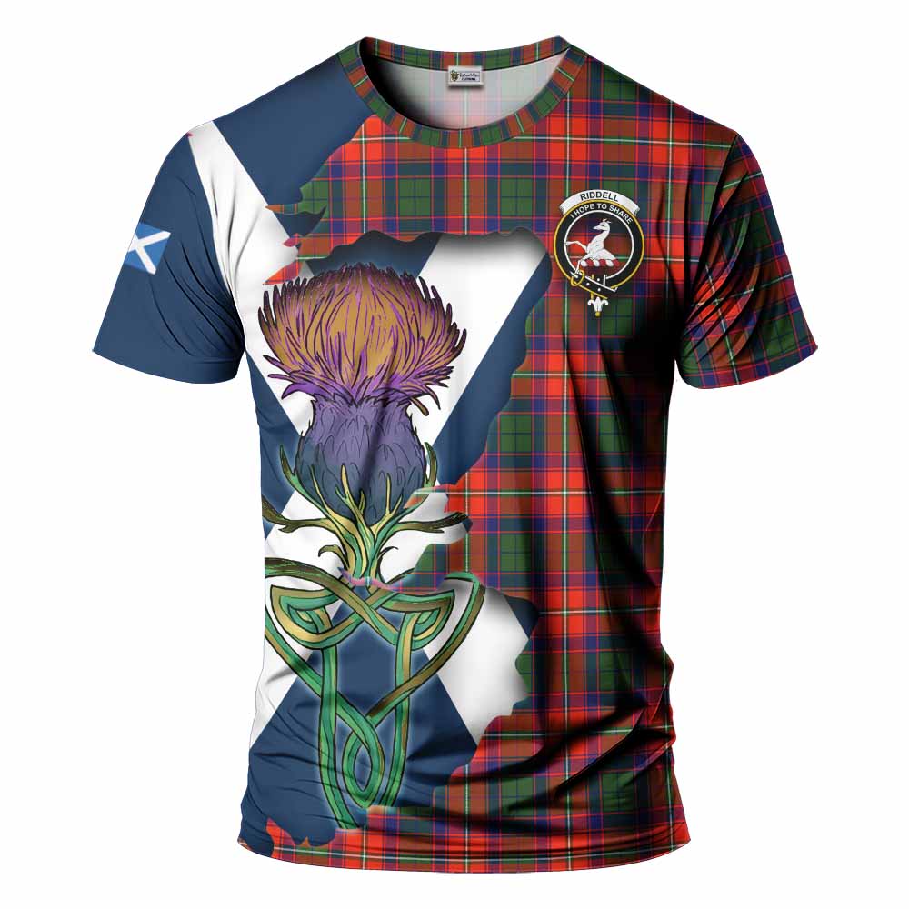 Tartan Vibes Clothing Riddell Tartan Family Crest T-Shirt Scottish Thistle Celtic Inspired