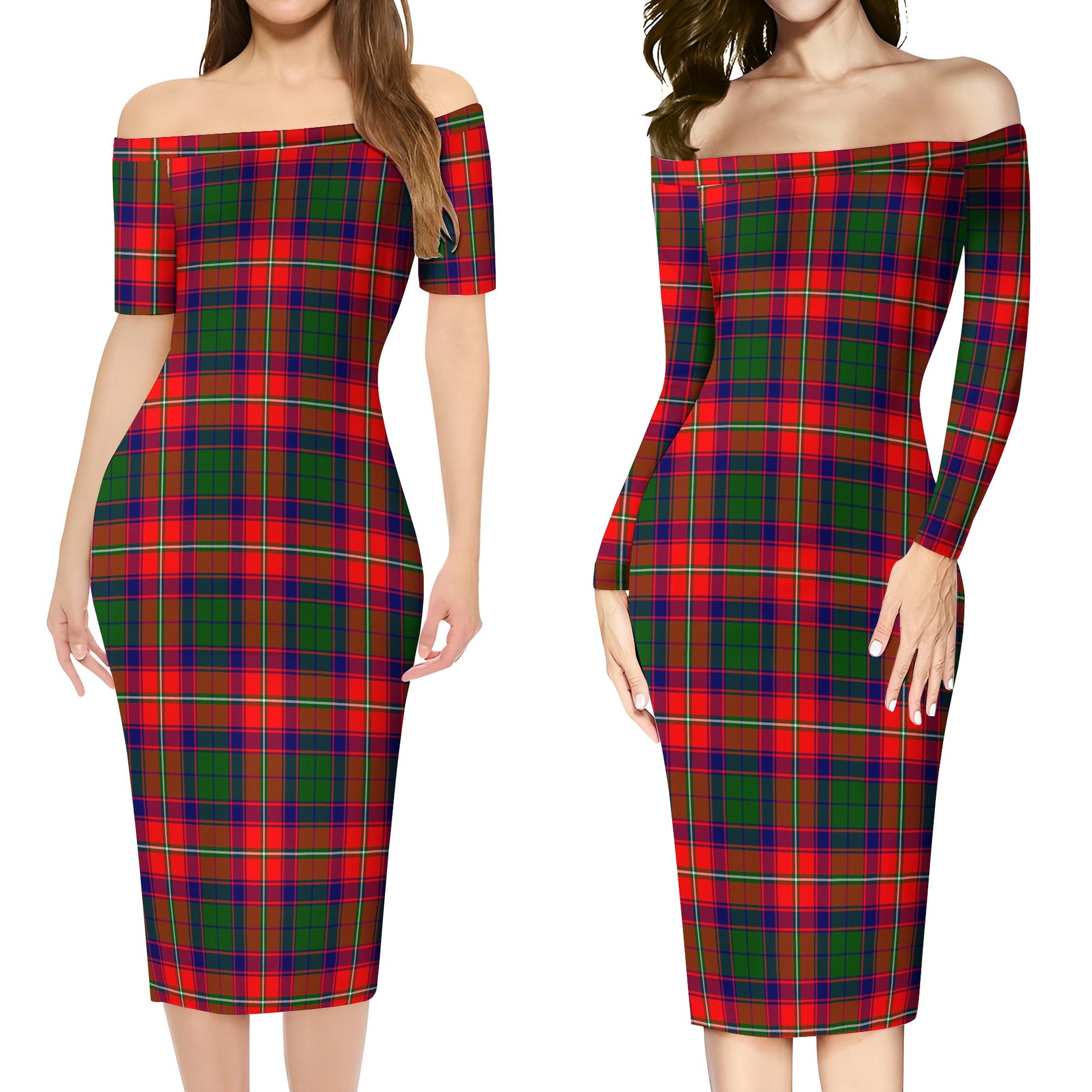 Riddell Tartan Off Shoulder Lady Dress Women's Dress - Tartanvibesclothing