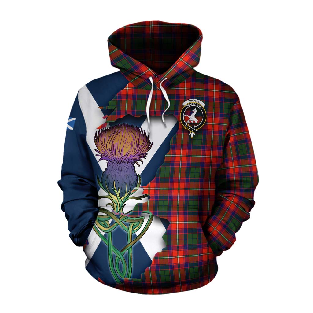 Tartan Vibes Clothing Riddell Tartan Family Crest Cotton Hoodie Scottish Thistle Celtic Inspired