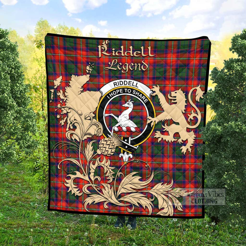 Tartan Vibes Clothing Riddell Tartan Quilt with Family Crest and Scottish Symbol Style