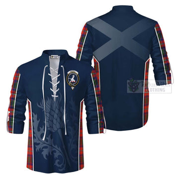 Tartan Vibes Clothing Riddell Tartan Ghillie Kilt Shirt with Family Crest and Scottish Thistle Vibes Sport Style