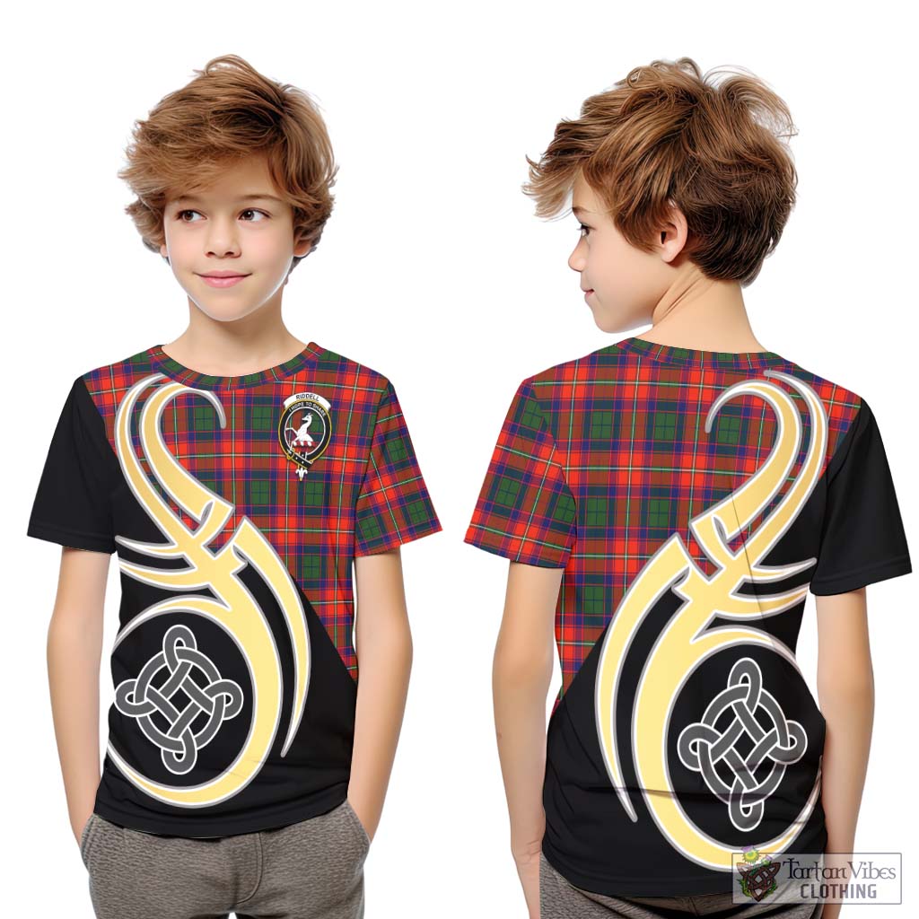 Riddell Tartan Kid T-Shirt with Family Crest and Celtic Symbol Style Youth XL Size14 - Tartan Vibes Clothing