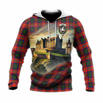 Tartan Vibes Clothing Riddell Tartan Family Crest Knitted Hoodie with Scottish Ancient Castle Style