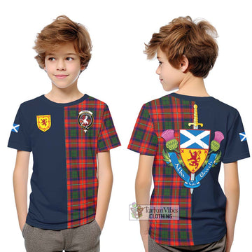 Tartan Vibes Clothing Riddell Tartan Kid T-Shirt with Scottish Lion Royal Arm Half Style