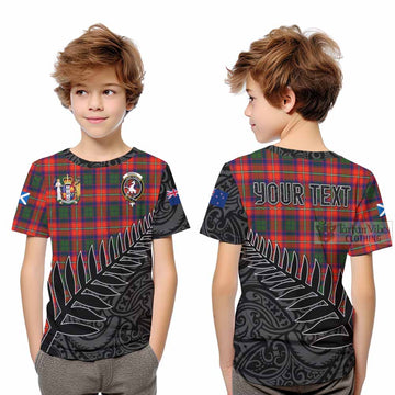 Tartan Vibes Clothing Riddell Crest Tartan Kid T-Shirt with New Zealand Silver Fern Half Style