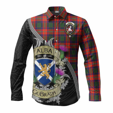 Tartan Vibes Clothing Riddell Tartan Family Crest Long Sleeve Button Shirt Lion Rampant Royal Thistle Shield Celtic Inspired