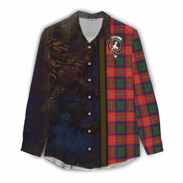 Tartan Vibes Clothing Riddell Tartan Family Crest Women's Casual Shirt Alba Gu Brath Be Brave Lion Ancient Style