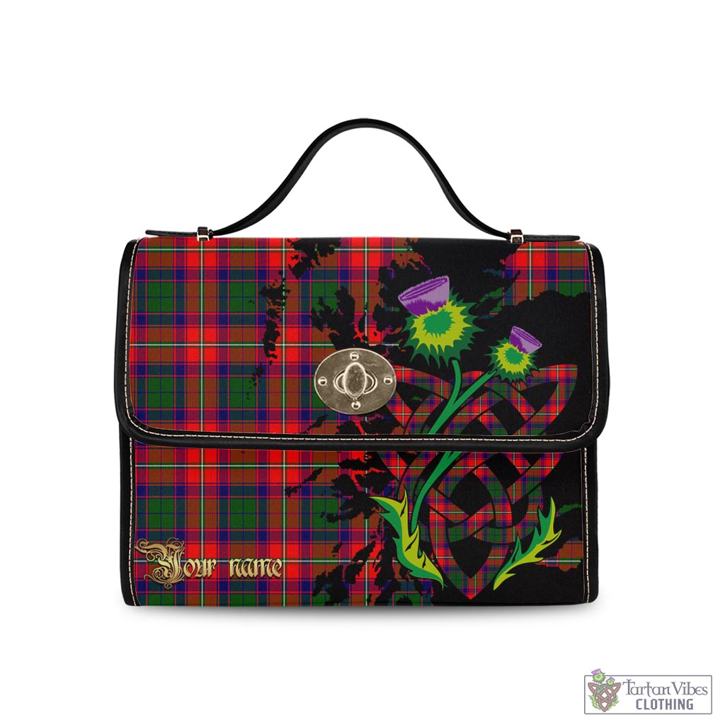 Tartan Vibes Clothing Riddell Tartan Waterproof Canvas Bag with Scotland Map and Thistle Celtic Accents