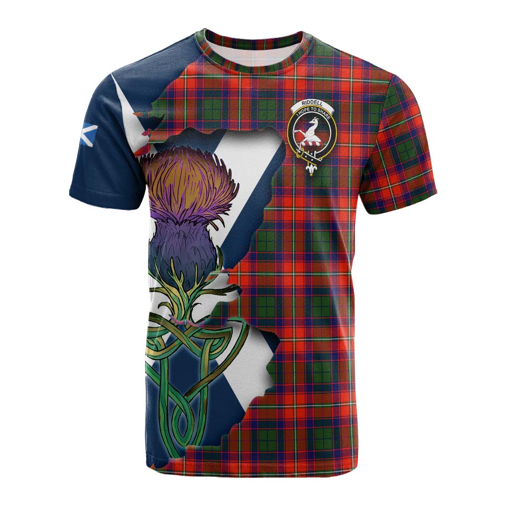 Tartan Vibes Clothing Riddell Tartan Family Crest Cotton T-shirt Scottish Thistle Celtic Inspired