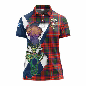 Tartan Vibes Clothing Riddell Tartan Family Crest Women's Polo Shirt Scottish Thistle Celtic Inspired