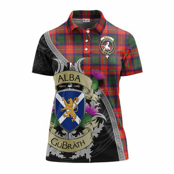 Tartan Vibes Clothing Riddell Tartan Family Crest Women's Polo Shirt Lion Rampant Royal Thistle Shield Celtic Inspired