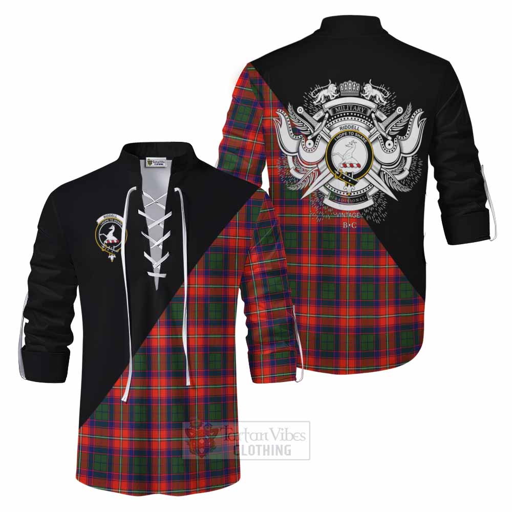 Tartan Vibes Clothing Riddell Tartan Ghillie Kilt Shirt with Family Crest and Military Logo Style
