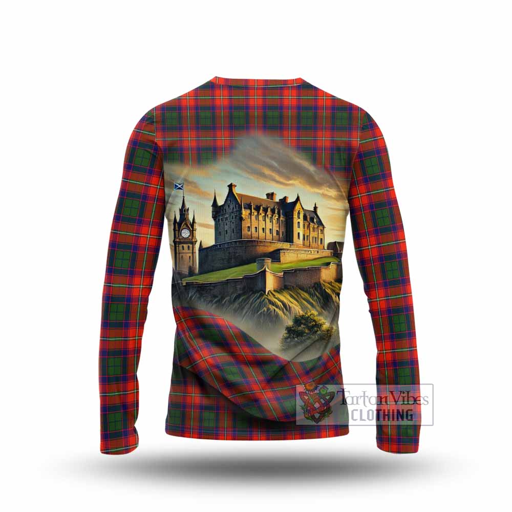 Tartan Vibes Clothing Riddell Tartan Family Crest Long Sleeve T-Shirt with Scottish Ancient Castle Style