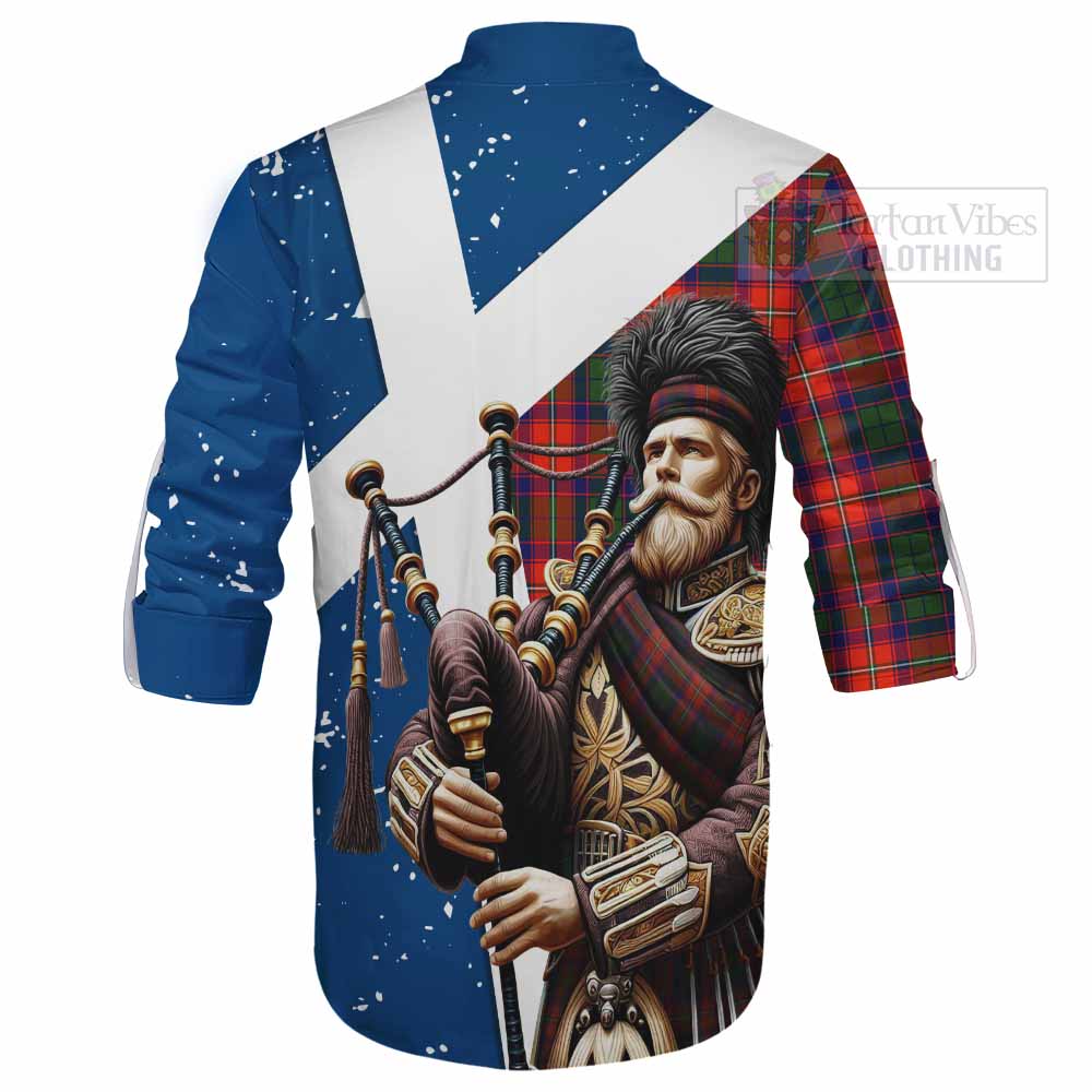 Tartan Vibes Clothing Riddell Tartan Ghillie Kilt Shirt with Family Crest Scottish Bagpiper Vibes