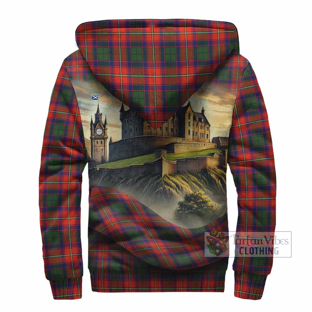 Tartan Vibes Clothing Riddell Tartan Family Crest Sherpa Hoodie with Scottish Ancient Castle Style