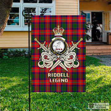 Riddell Tartan Flag with Clan Crest and the Golden Sword of Courageous Legacy