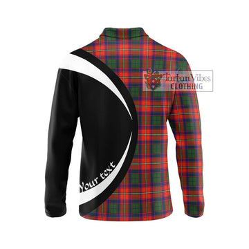 Riddell Tartan Long Sleeve Polo Shirt with Family Crest Circle Style - Tartan Vibes Clothing
