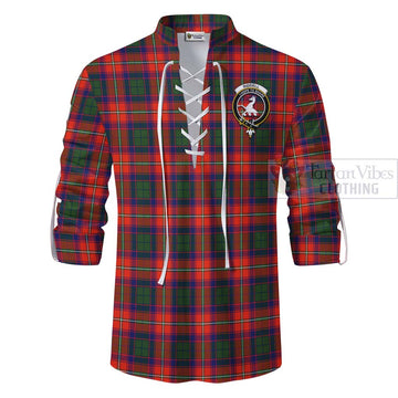 Tartan Vibes Clothing Riddell Tartan Ghillie Kilt Shirt with Family Crest and Bearded Skull Holding Bottles of Whiskey