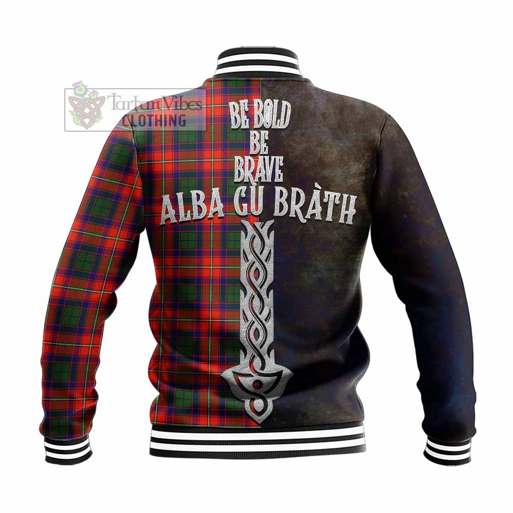 Tartan Vibes Clothing Riddell Tartan Family Crest Baseball Jacket Alba Gu Brath Be Brave Lion Ancient Style