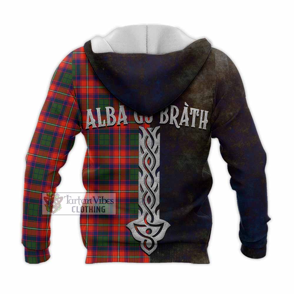 Tartan Vibes Clothing Riddell Tartan Family Crest Knitted Hoodie Alba Gu Brath Be Brave Lion Ancient Style