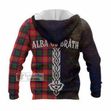 Tartan Vibes Clothing Riddell Tartan Family Crest Knitted Hoodie Alba Gu Brath Be Brave Lion Ancient Style