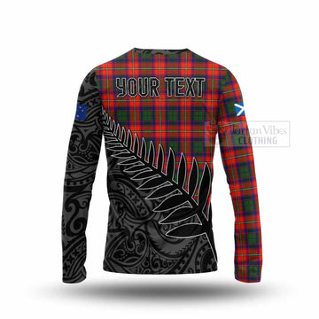 Tartan Vibes Clothing Riddell Crest Tartan Long Sleeve T-Shirt with New Zealand Silver Fern Half Style