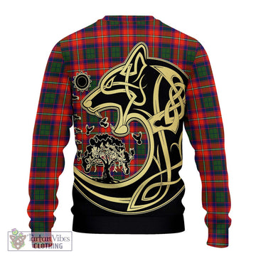 Riddell Tartan Knitted Sweater with Family Crest Celtic Wolf Style - Tartan Vibes Clothing