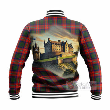 Tartan Vibes Clothing Riddell Tartan Family Crest Baseball Jacket with Scottish Ancient Castle Style
