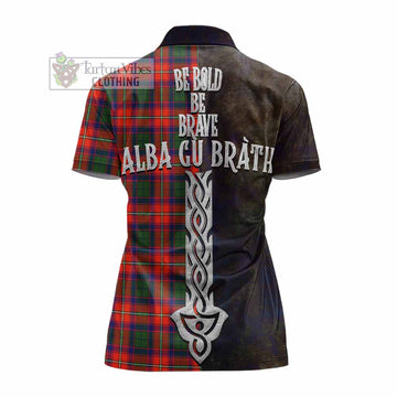 Tartan Vibes Clothing Riddell Tartan Family Crest Women's Polo Shirt Alba Gu Brath Be Brave Lion Ancient Style