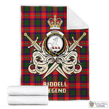 Riddell Tartan Blanket with Clan Crest and the Golden Sword of Courageous Legacy