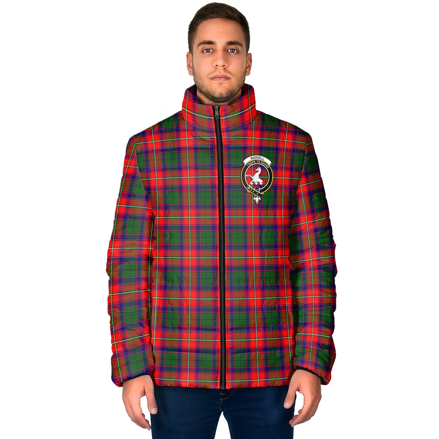 Riddell Tartan Padded Jacket with Family Crest - Tartan Vibes Clothing