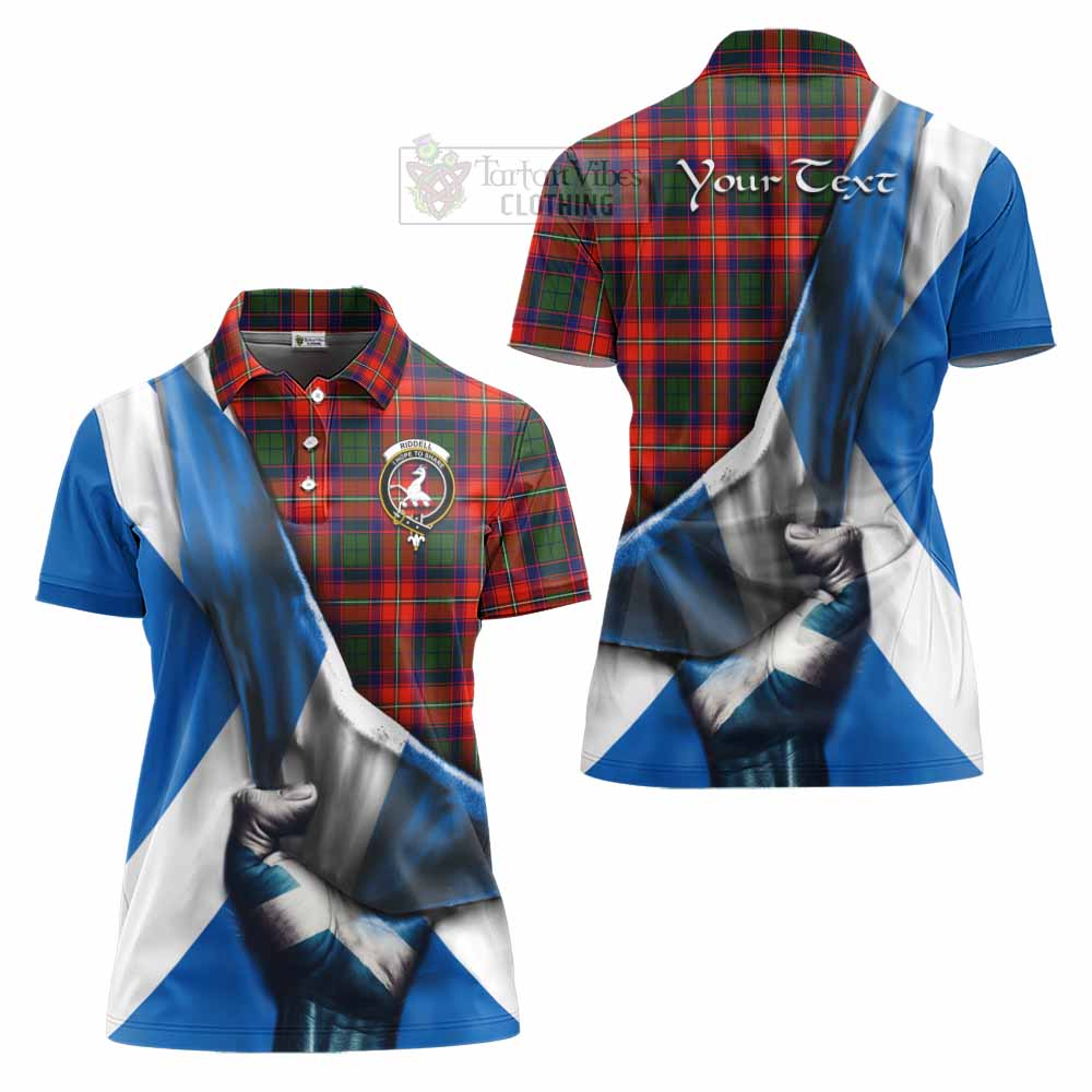 Tartan Vibes Clothing Riddell Tartan Women's Polo Shirt with Family Crest Scotland Patriotic Style