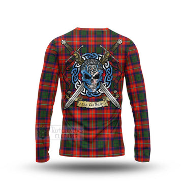 Tartan Vibes Clothing Riddell Tartan Long Sleeve T-Shirt with Family Crest Celtic Skull Style